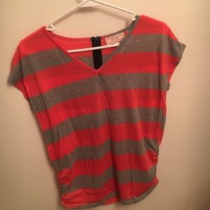 Striped Zipper Back Top